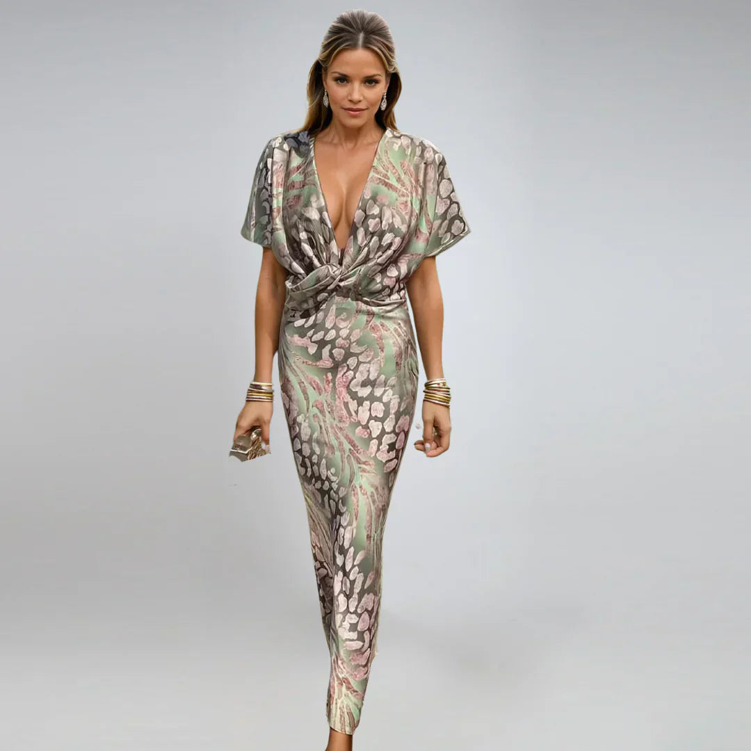 Kelsey - Robe Maxi à Décolleté en V et Détails Torsadés