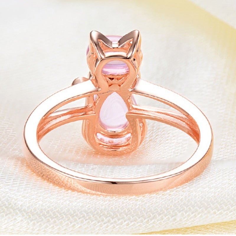 Bague chat en or rose