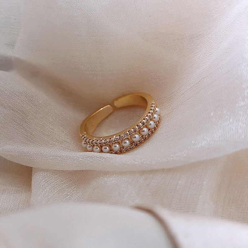Bague de luxe en or et perles
