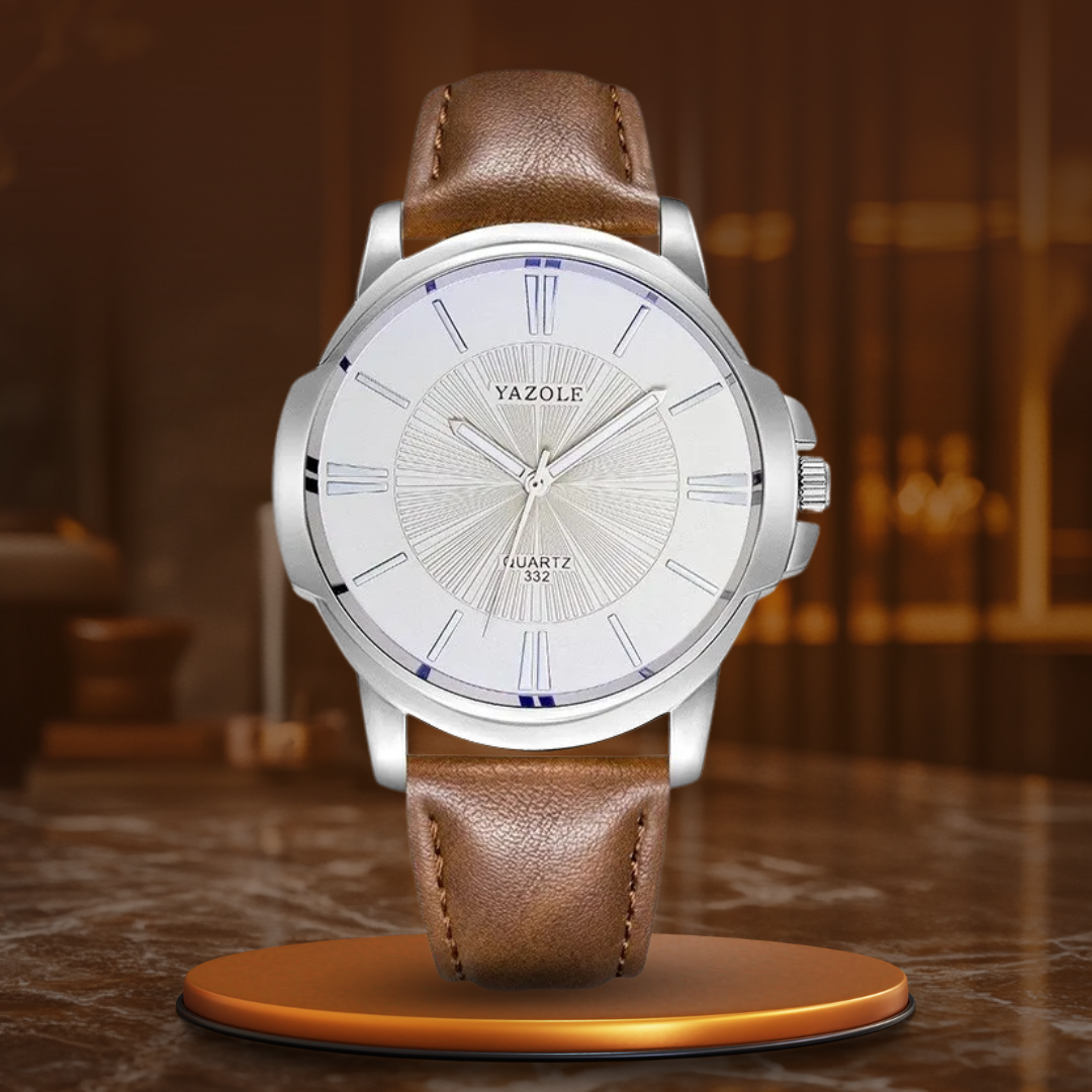 Montre en Cuir en Verre Bleu Luxueux™ - Olsen & Olsen