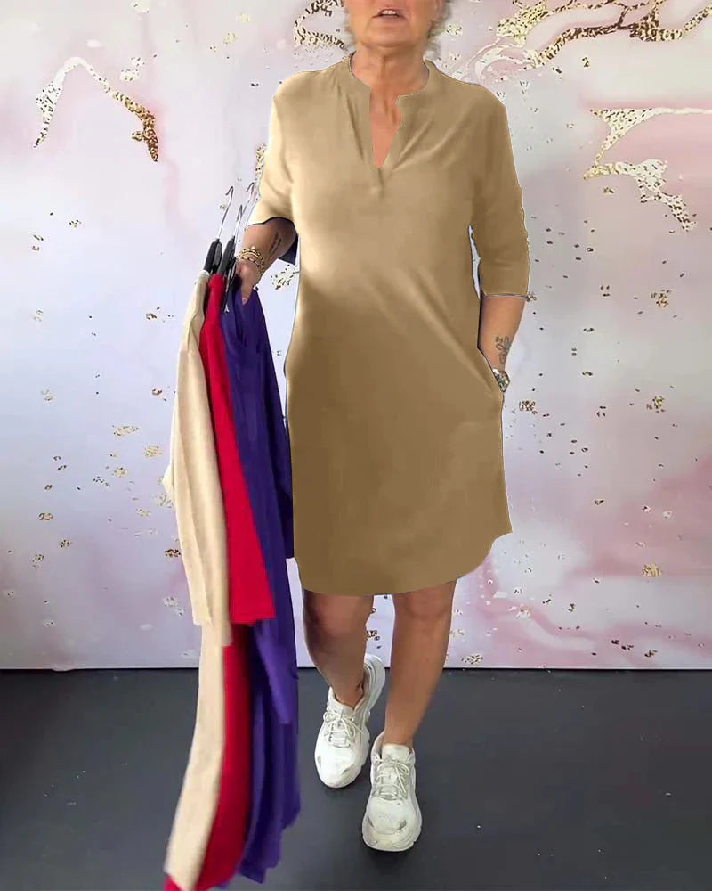 Marisse™ | Robe Fluide à Décolleté V – Élégance Simple au Quotidien