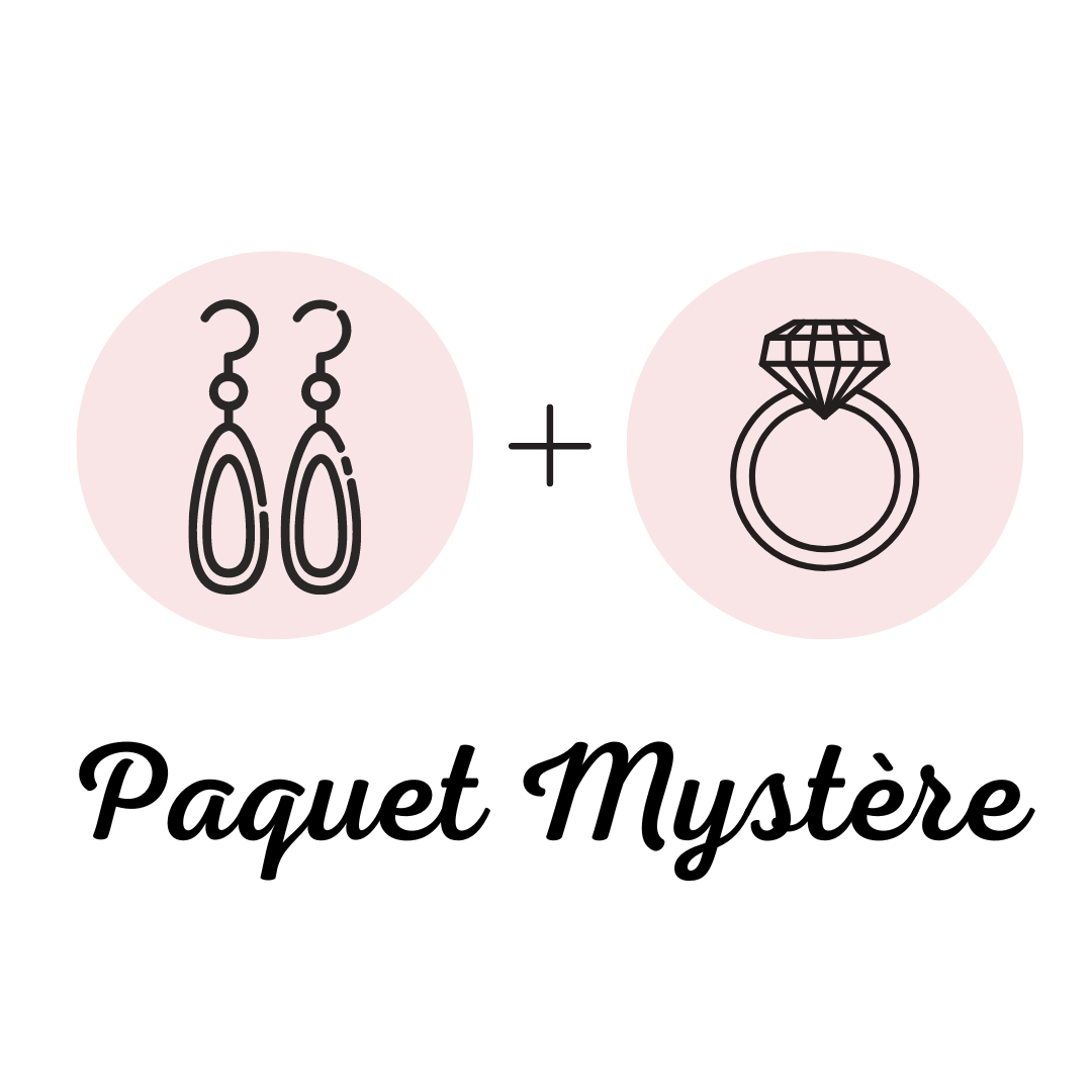 Boucles d'oreilles et bague mystère (ajustables) - Ensemble