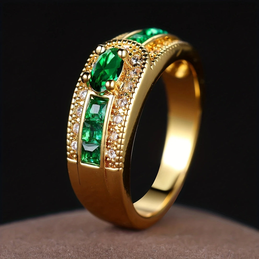 Bague dorée Vert Clair