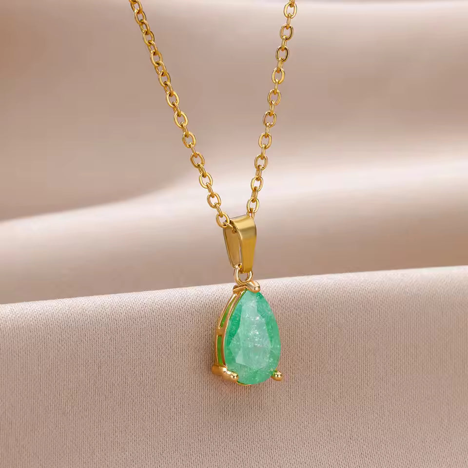 Collier Goutte d’Eau plaqué or 18K avec Zircon
