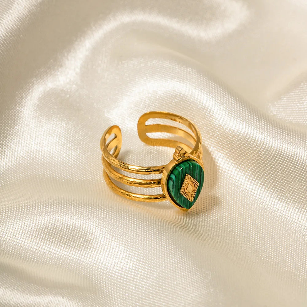 Bague Œil Vert – Finition Or