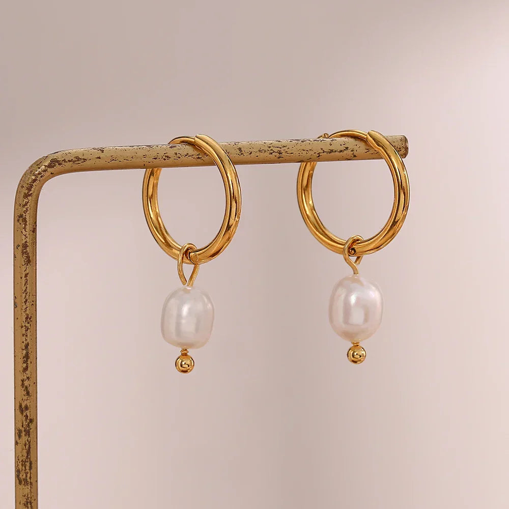 ELISE™ | Boucles d’Oreilles Anneaux avec Perle