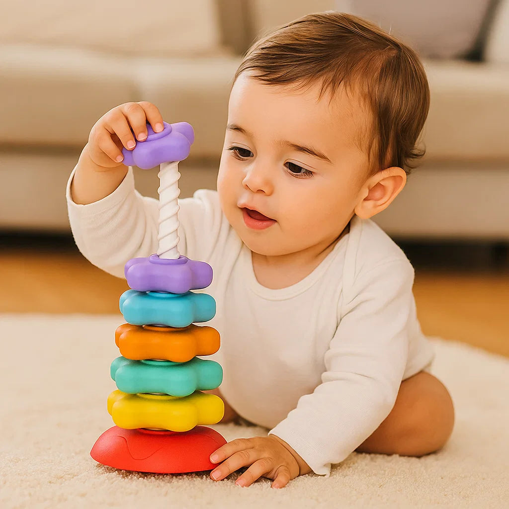 Jouet tour rotative et colorée arc-en-ciel