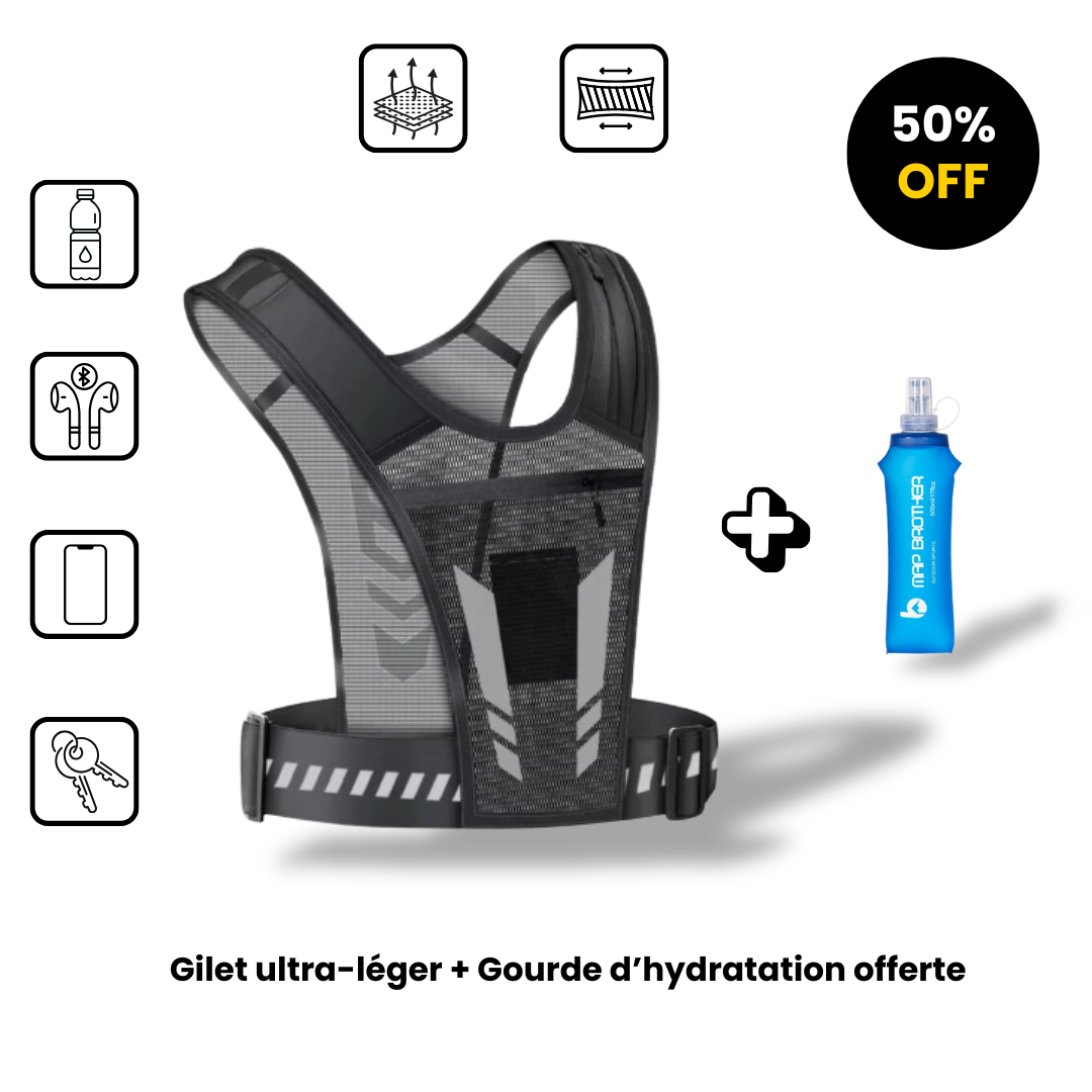 Gilet de Course Ultra-léger Réfléchissant - PacePro + Gourde d’Hydratation (Gratuite)