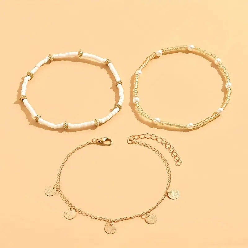Ensemble de Bracelets de Cheville Coastal Charm | Or