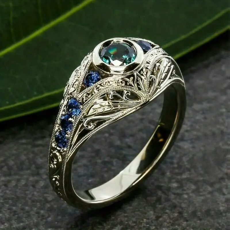 Bague en argent creuse bleue