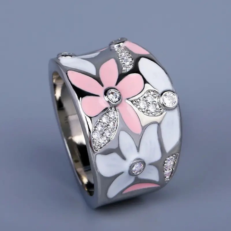 Bague en argent vintage avec marguerites